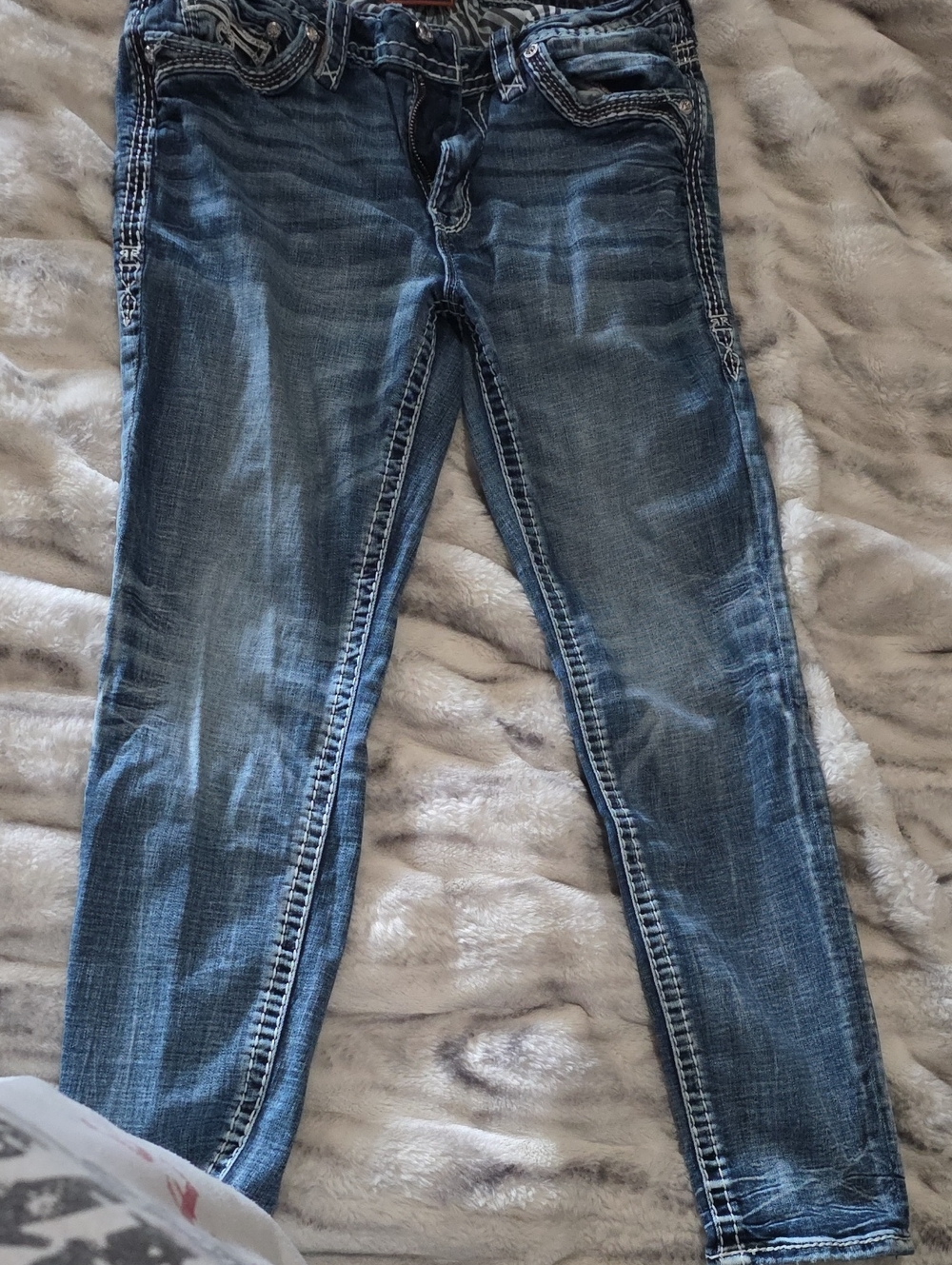 Rock Revival Women's Skinny Jeans - Distressed Blue Wash